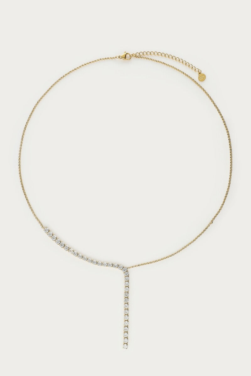 My Jewellery Tennis-Y-Kette mit Strasssteinen gold