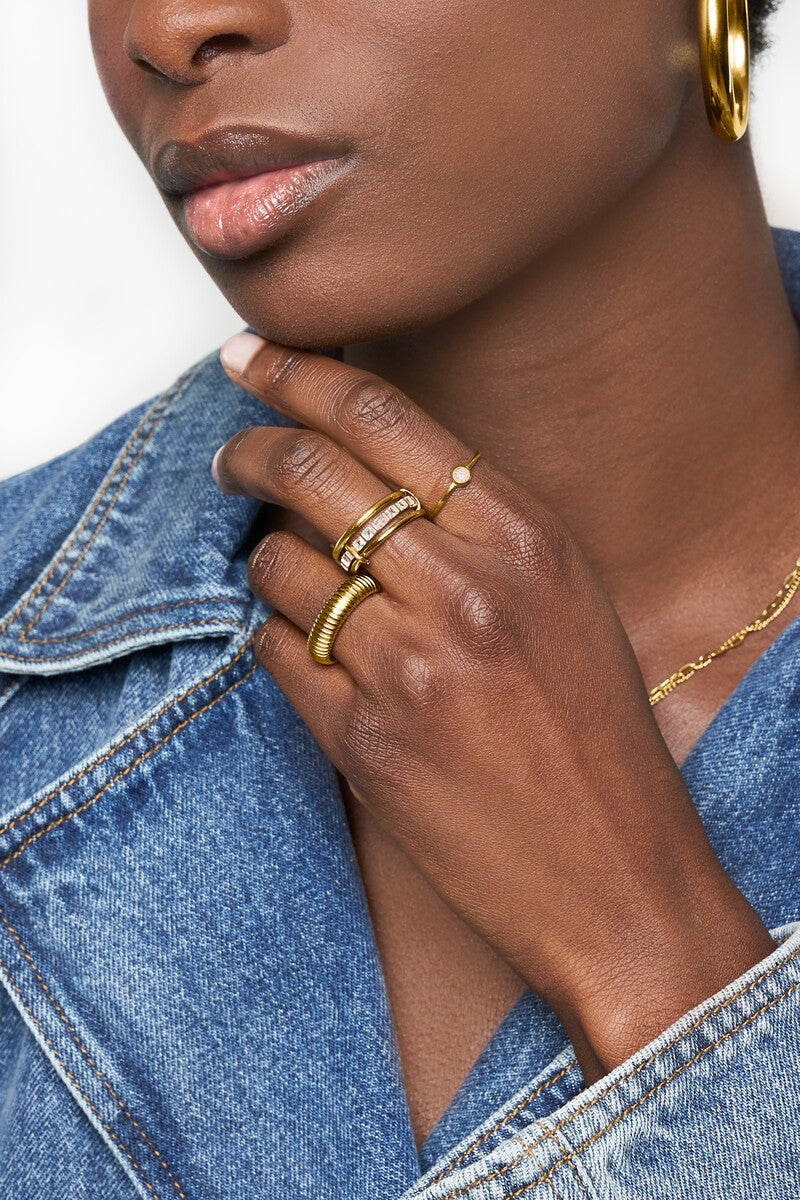My Jewellery Dreifacher Ring verbunden mit Strasssteinen