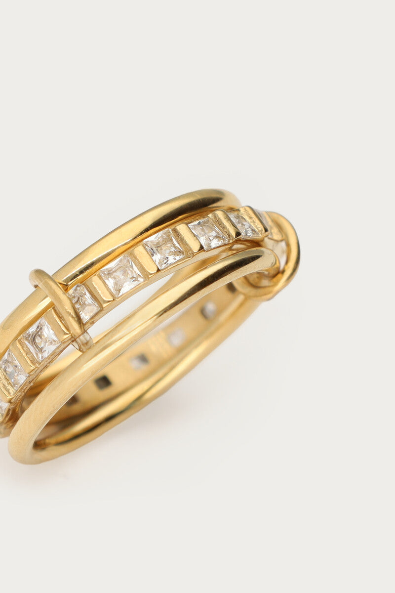 My Jewellery Dreifacher Ring verbunden mit Strasssteinen