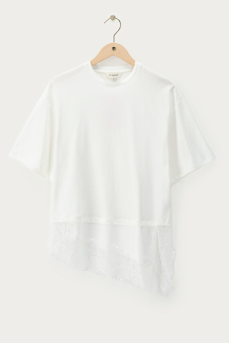 My Jewellery Weißes T-Shirt mit Satin- und Spitzendetails