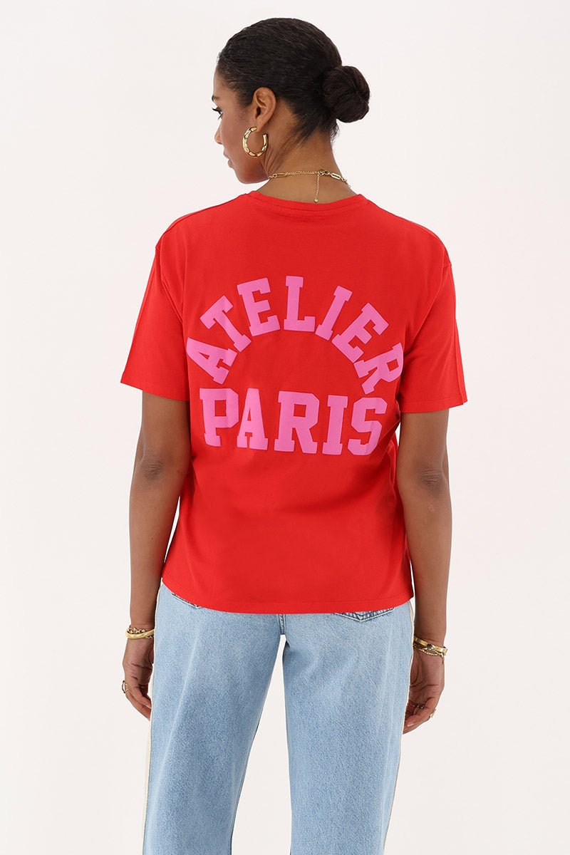My Jewellery Rotes T-Shirt mit pinkem "Atelier Paris"