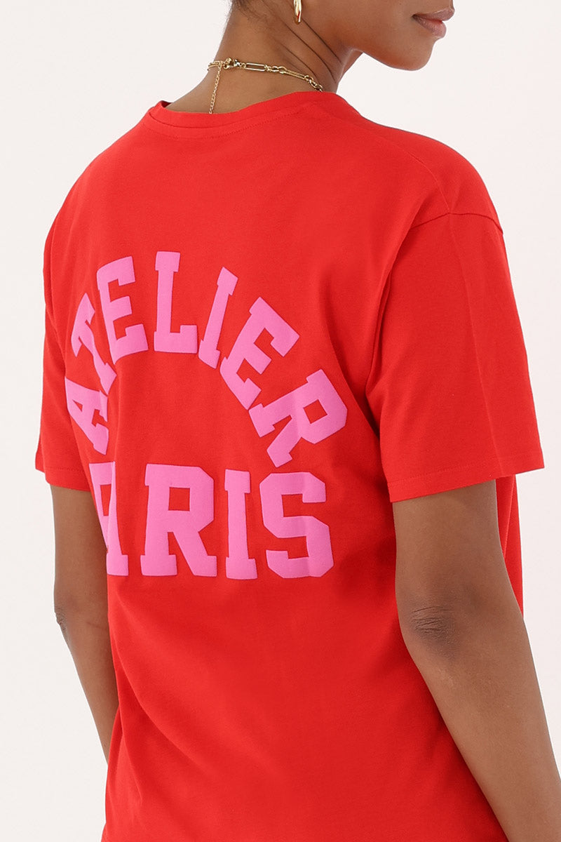 My Jewellery Rotes T-Shirt mit pinkem "Atelier Paris"