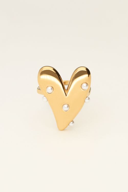 My Jewellery Statement-Ring mit großem Herz und Perlen