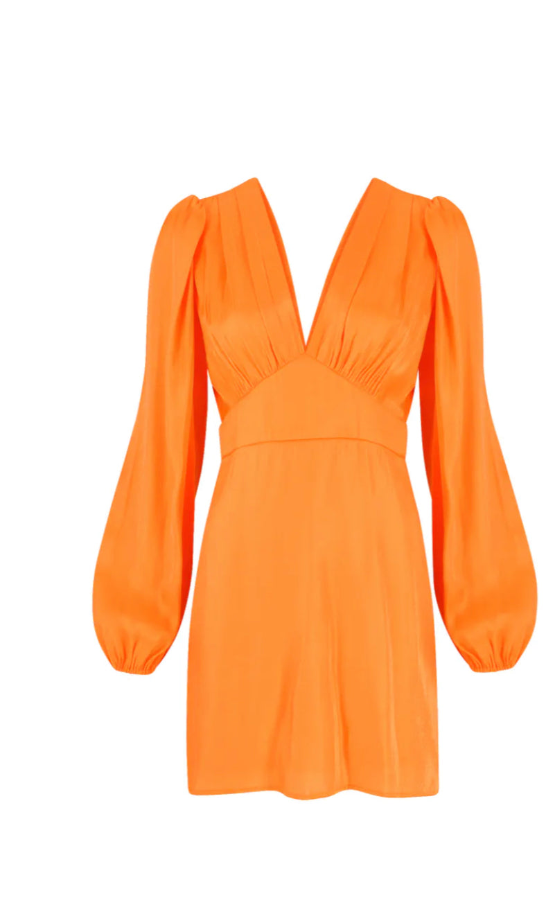 Gina Tricot "Puff" Sleeve Mini Dress orange