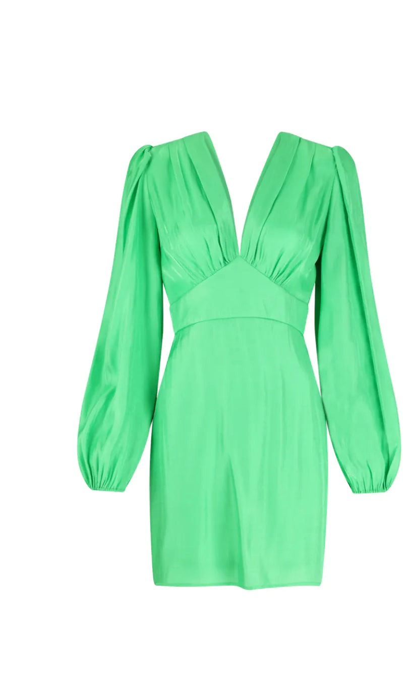Gina Tricot "Puff" Sleeve Mini Dress grün