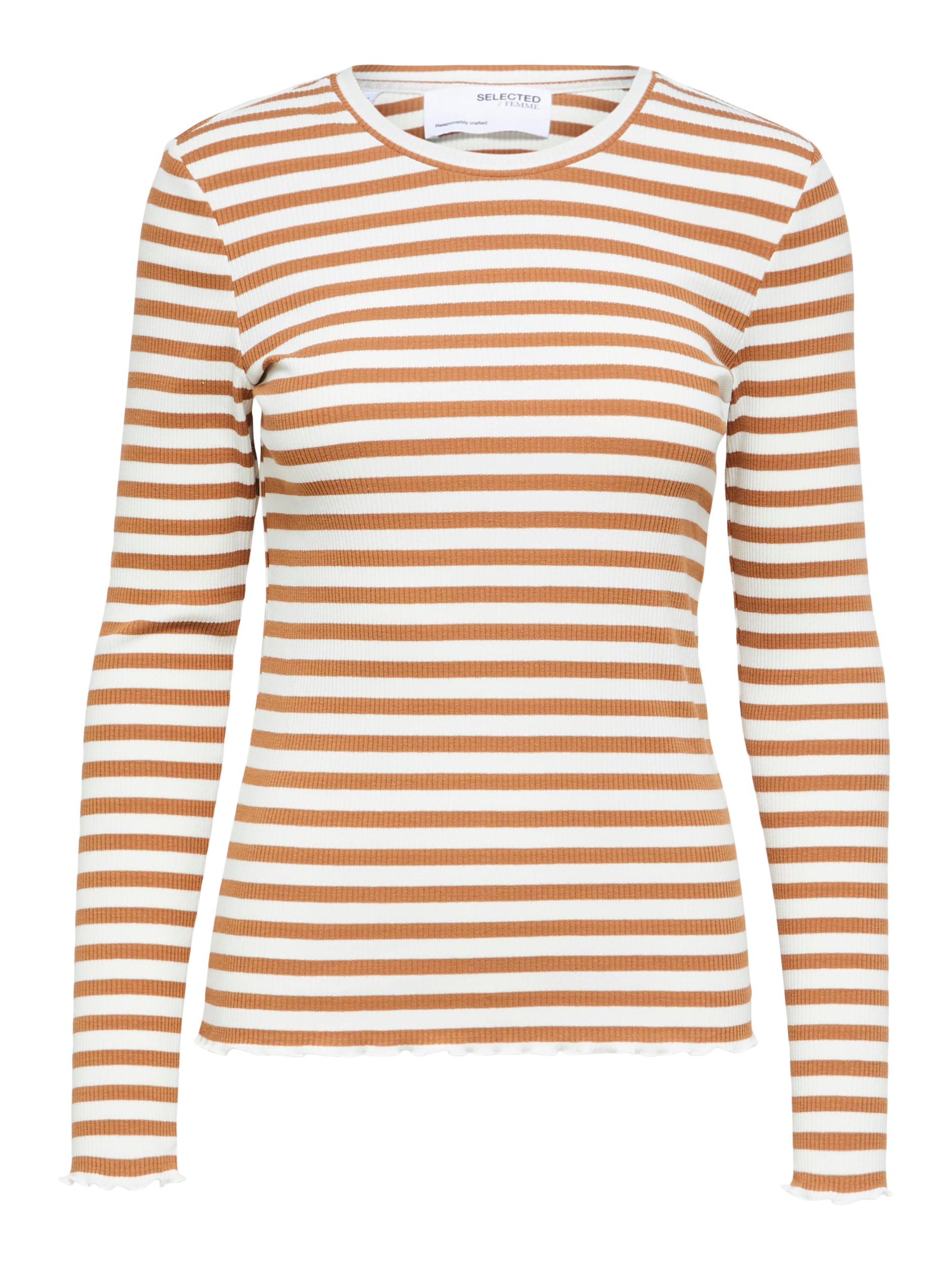 Selected Femme "Anna" crew neck Tee gestreift oatmeal