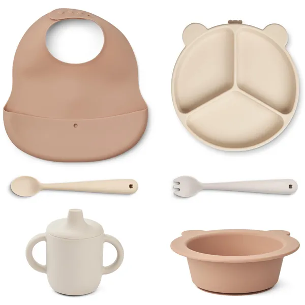 Liewood Beikost Geschirr-Set Stina- Mr Bear/Tuscany Rose Multi Mix – minette store