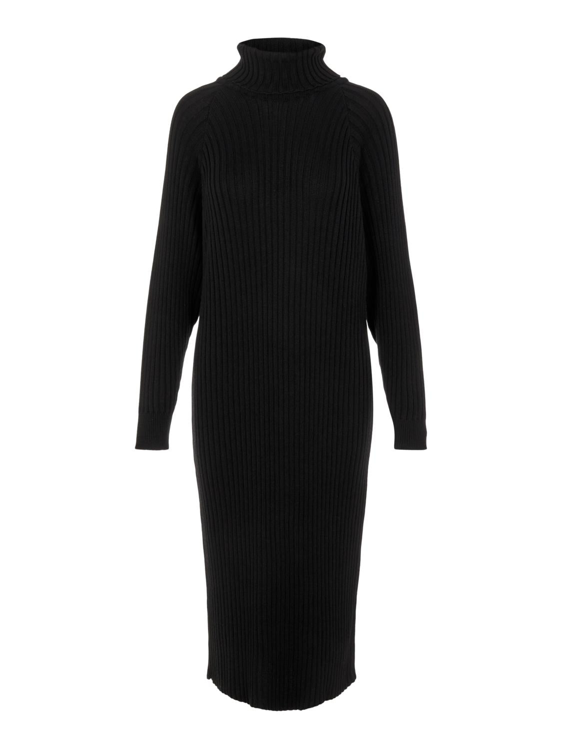 YAS "Mavi" Knit Midi Rollneck Dress schwarz