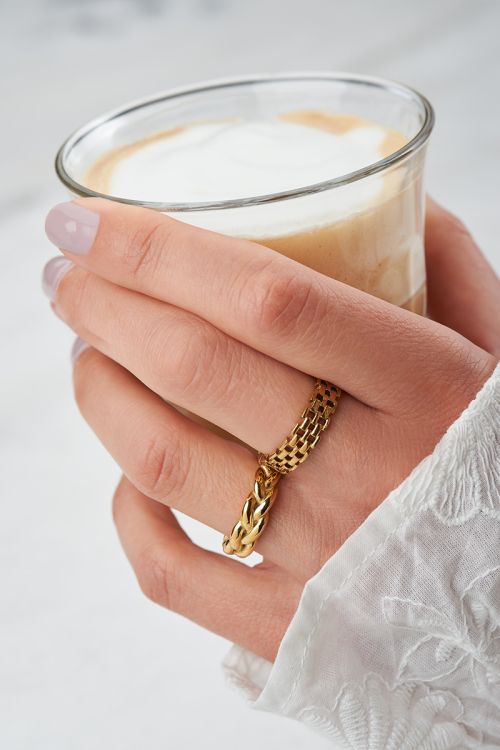 My Jewellery Breiter Ring mit Gliedern gold