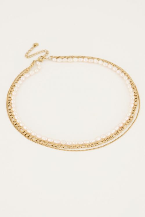 My Jewellery Dreifache Halskette mit Perlen gold