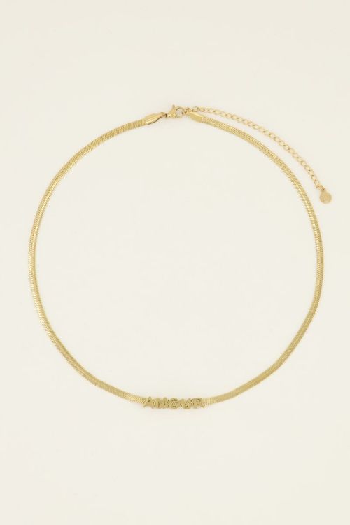 My Jewellery Flache Gliederkette mit Amour-Text gold/silber
